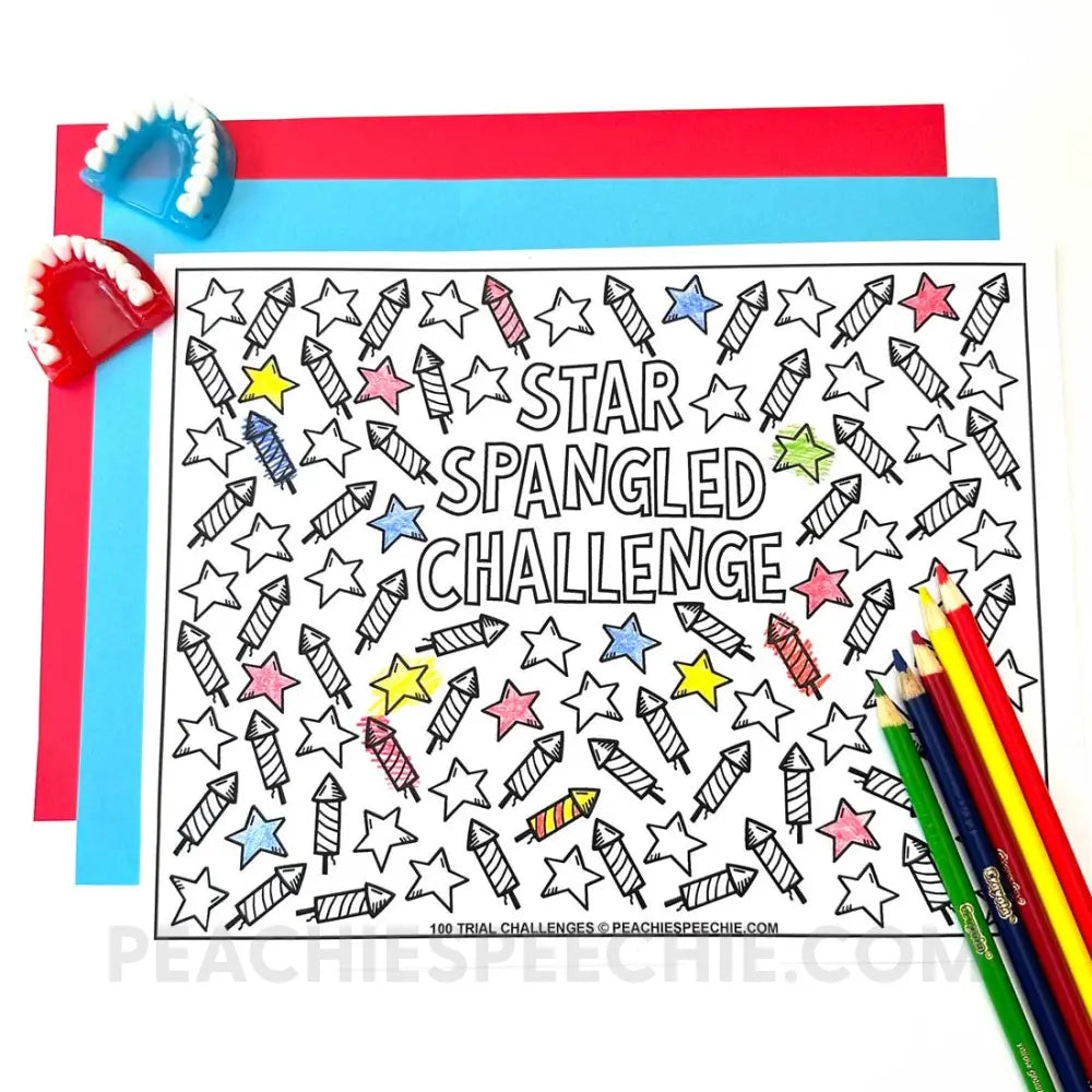 100 Trials Articulation Star Spangled Challenge by Peachie Speechie - Materials peachiespeechie.com