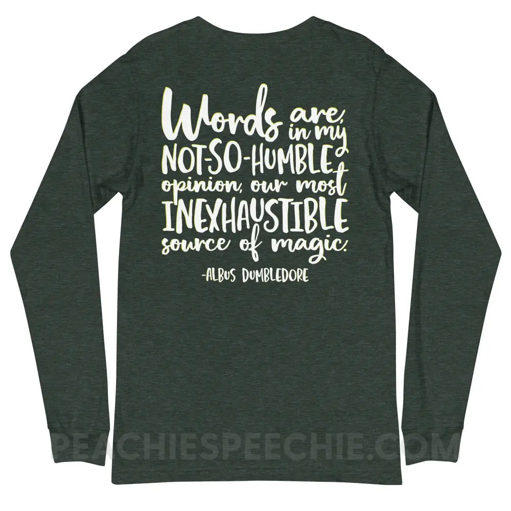 Magic Quote (Back Print) Premium Long Sleeve - Heather Forest / XS - peachiespeechie.com
