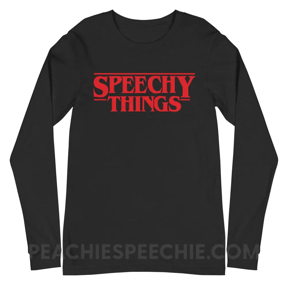 Speechy Things Premium Long Sleeve - Black Heather / XS - peachiespeechie.com