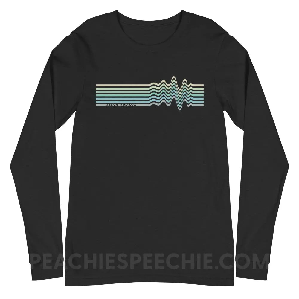 Sound Waves Premium Long Sleeve - Black Heather / XS - peachiespeechie.com