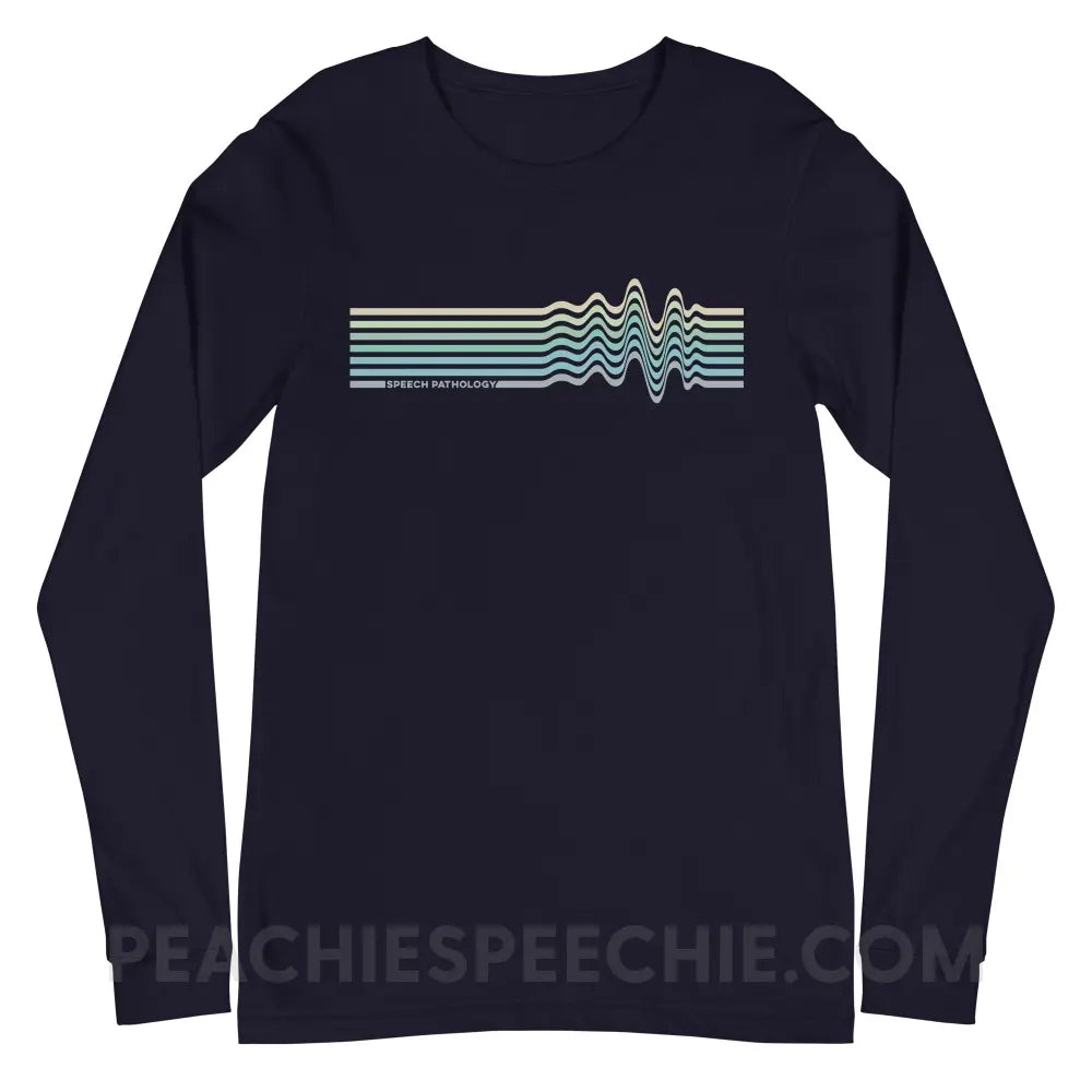 Sound Waves Premium Long Sleeve - Navy / XS - peachiespeechie.com
