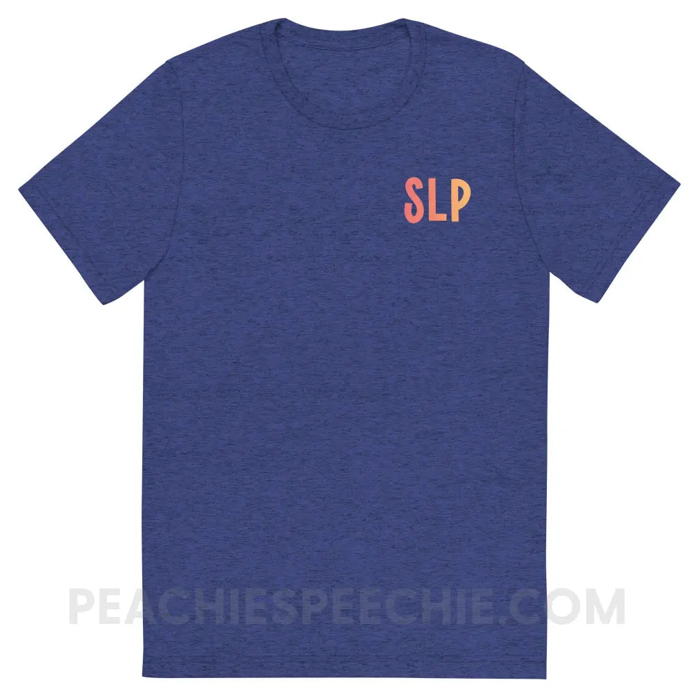 I am a… School Based SLP Tri-Blend Tee - Navy Triblend / S - peachiespeechie.com