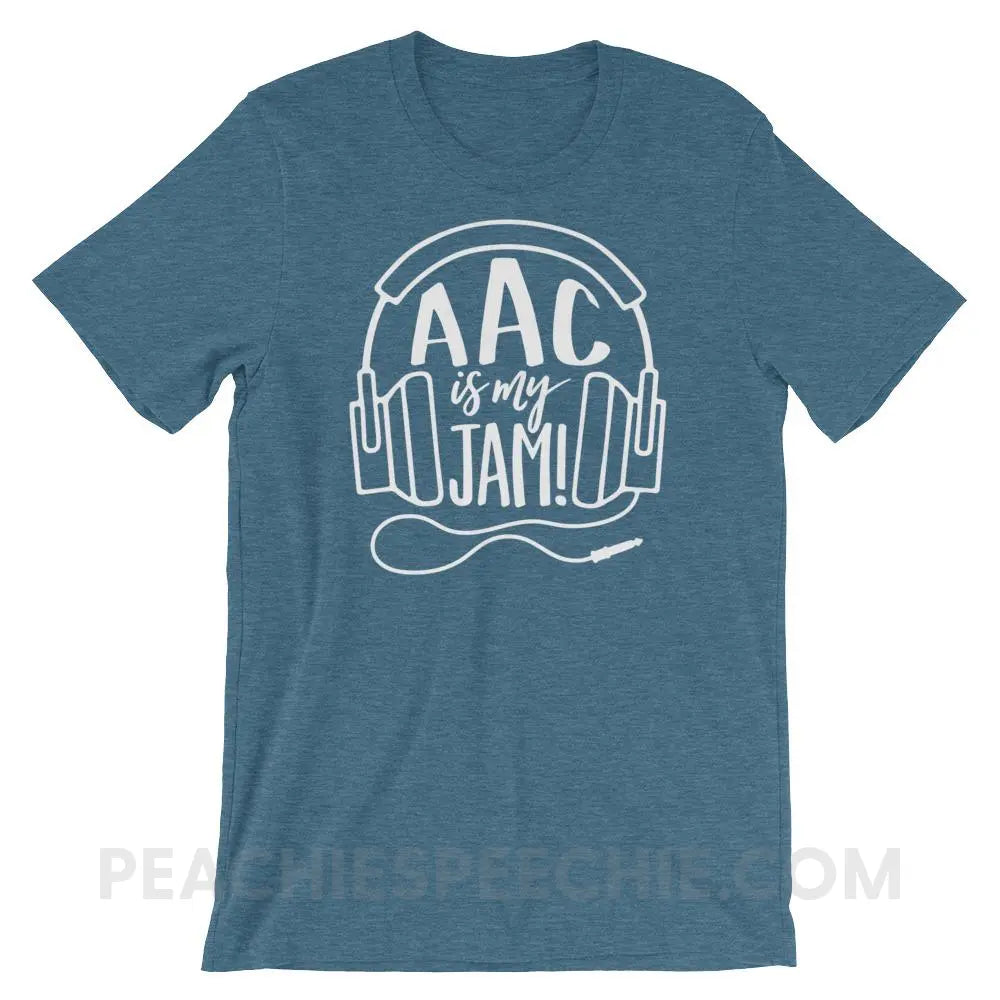 AAC Is My Jam Premium Soft Tee - Heather Deep Teal / S - T-Shirts & Tops peachiespeechie.com