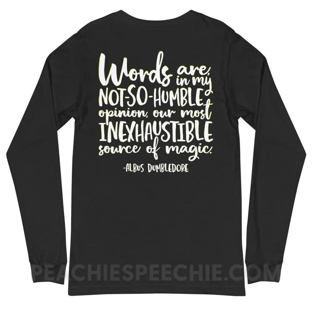 Magic Quote (Back Print) Premium Long Sleeve - Black Heather / XS - peachiespeechie.com