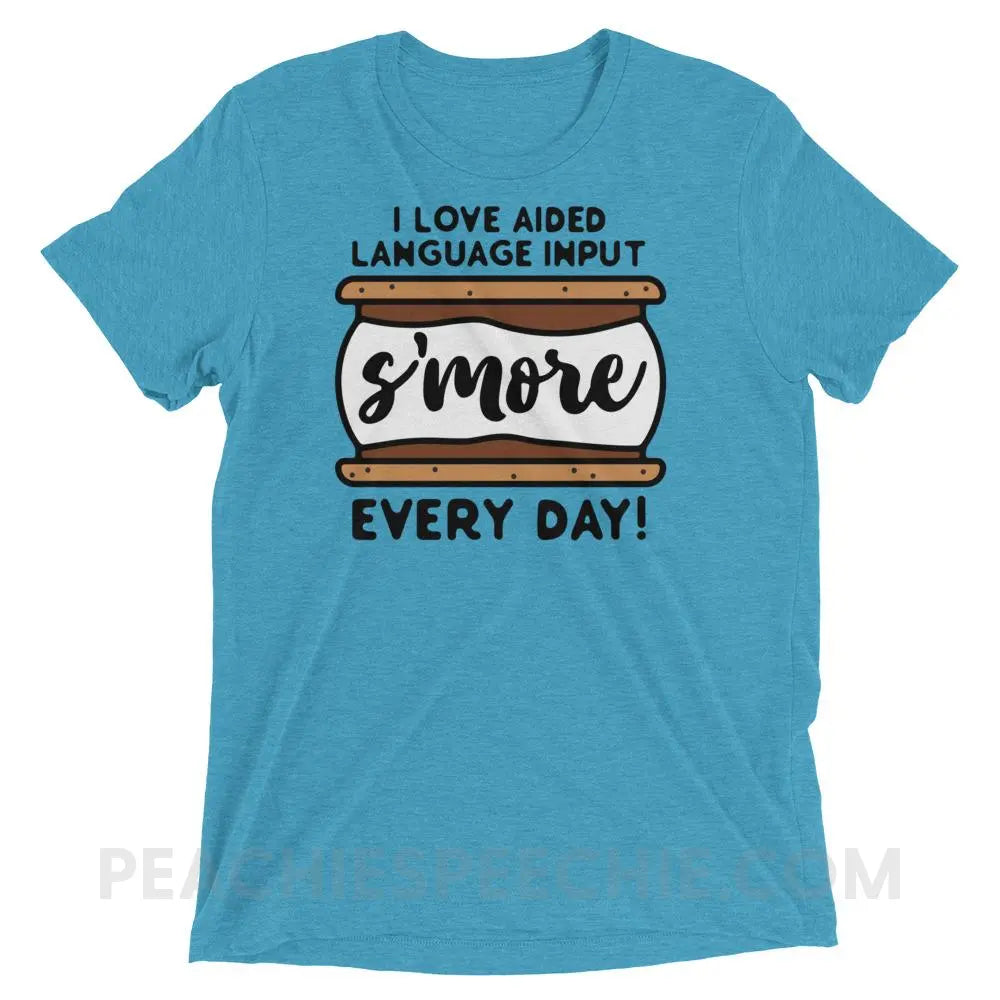 Aided Language Input S’More Tri-Blend Tee - Aqua Triblend / XS - custom product peachiespeechie.com