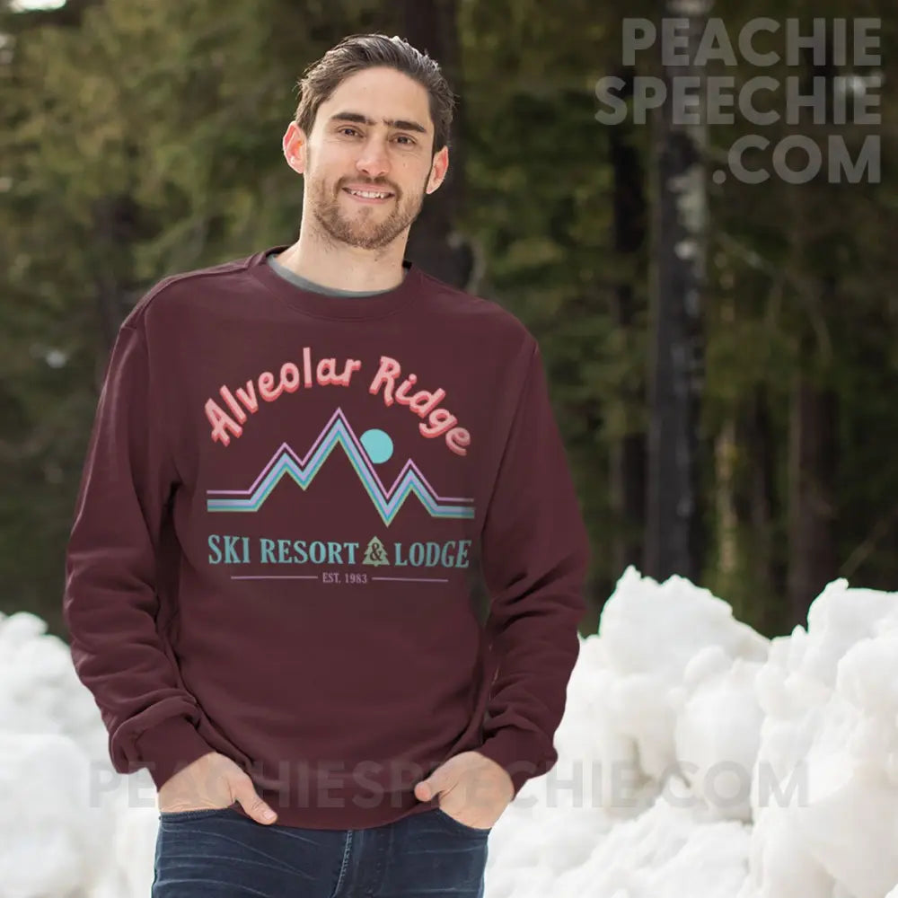 Alveolar Ridge Ski Resort & Lodge Classic Sweatshirt - Maroon / S - peachiespeechie.com