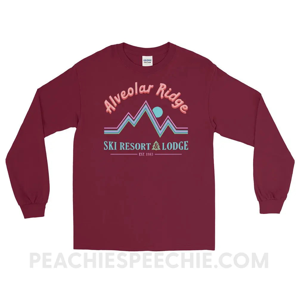 Alveolar Ridge Ski Resort & Lodge Long Sleeve Tee - Maroon / S - peachiespeechie.com