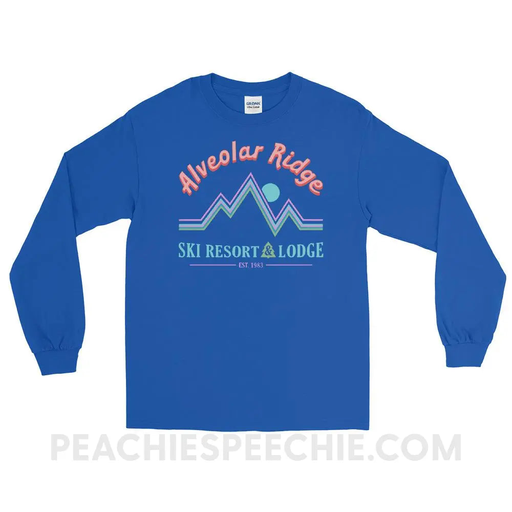 Alveolar Ridge Ski Resort & Lodge Long Sleeve Tee - Royal / S - peachiespeechie.com
