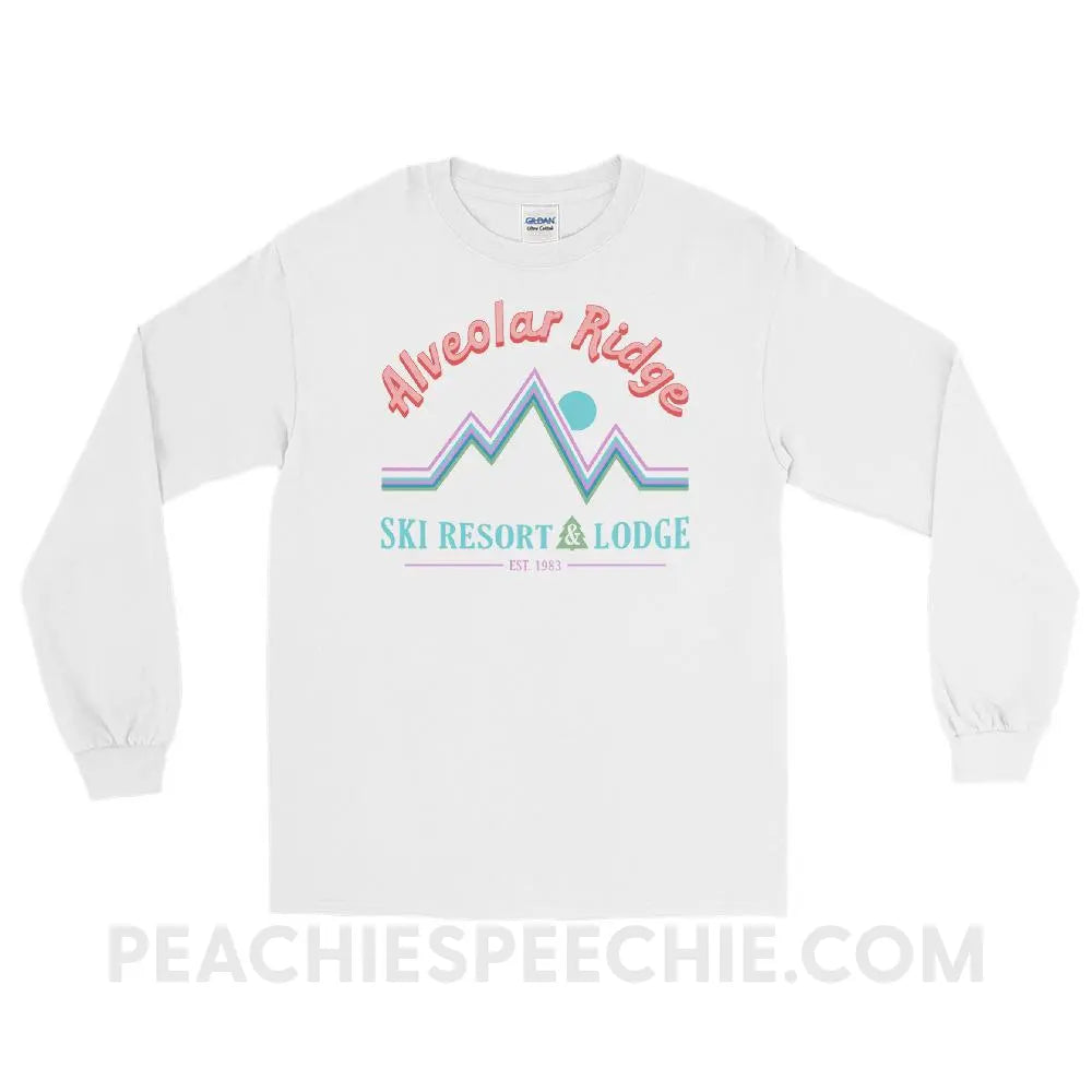 Alveolar Ridge Ski Resort & Lodge Long Sleeve Tee - White / S - peachiespeechie.com