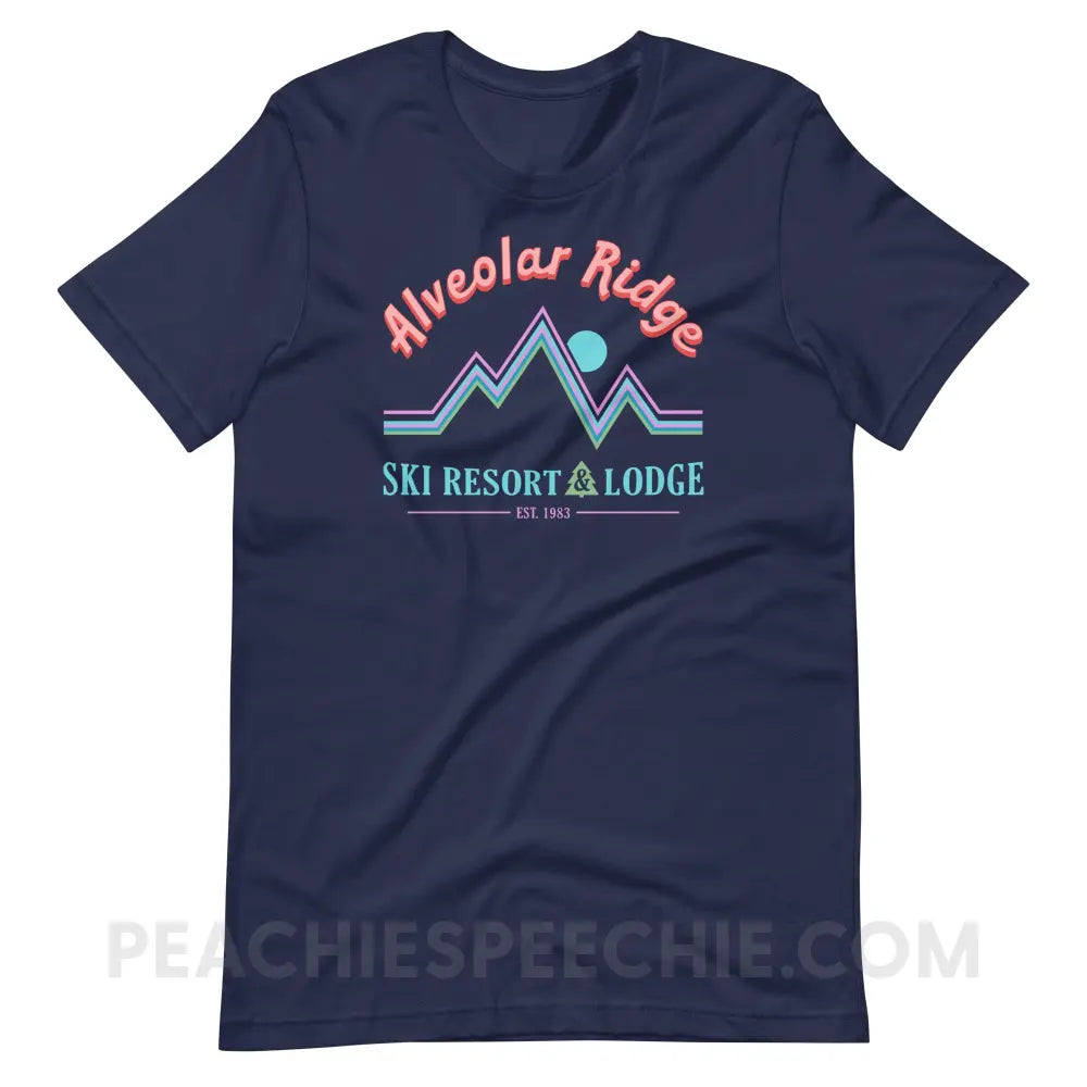 Alveolar Ridge Ski Resort & Lodge Premium Soft Tee - Navy / S - T-Shirt peachiespeechie.com
