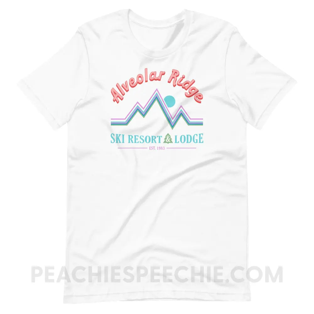 Alveolar Ridge Ski Resort & Lodge Premium Soft Tee - White / S - T-Shirt peachiespeechie.com