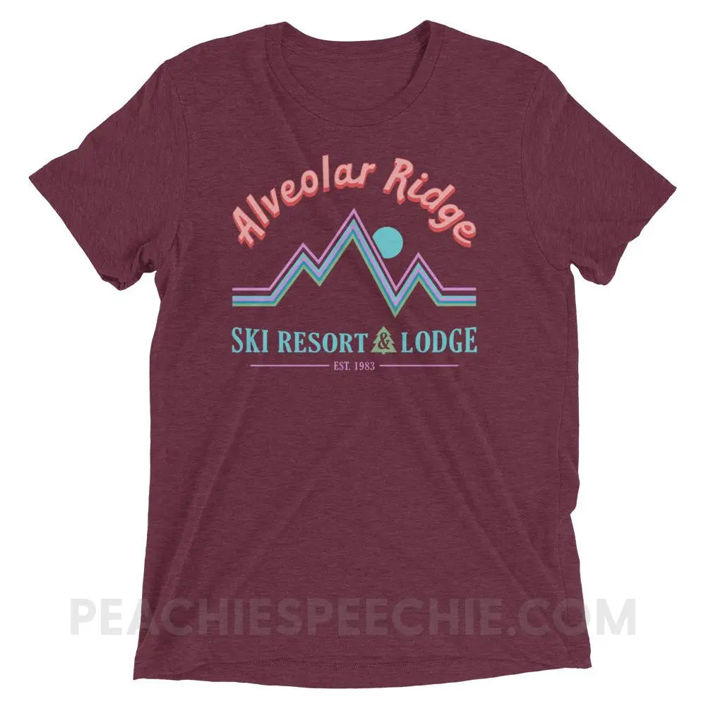 Alveolar Ridge Ski Resort & Lodge Tri - Blend Tee - Maroon Triblend / XS - peachiespeechie.com