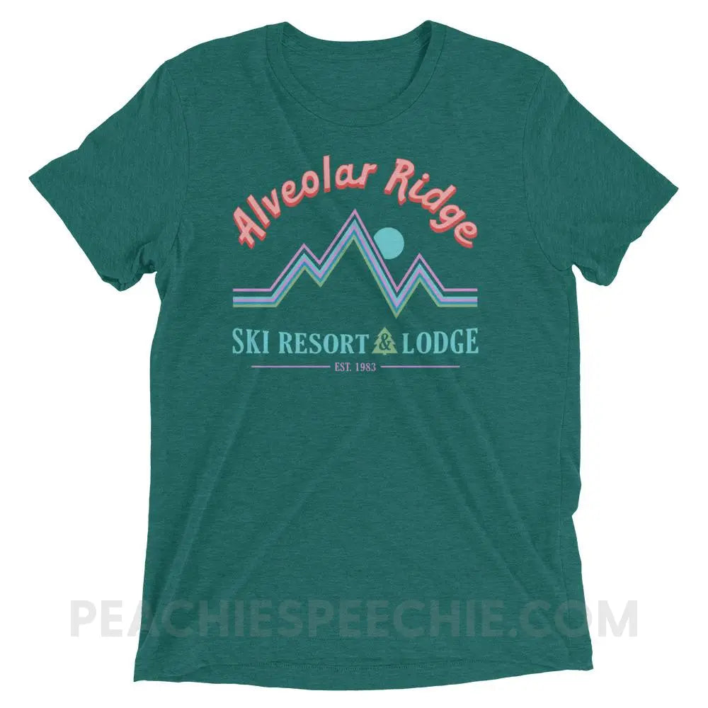 Alveolar Ridge Ski Resort & Lodge Tri-Blend Tee - Teal Triblend / XS - peachiespeechie.com