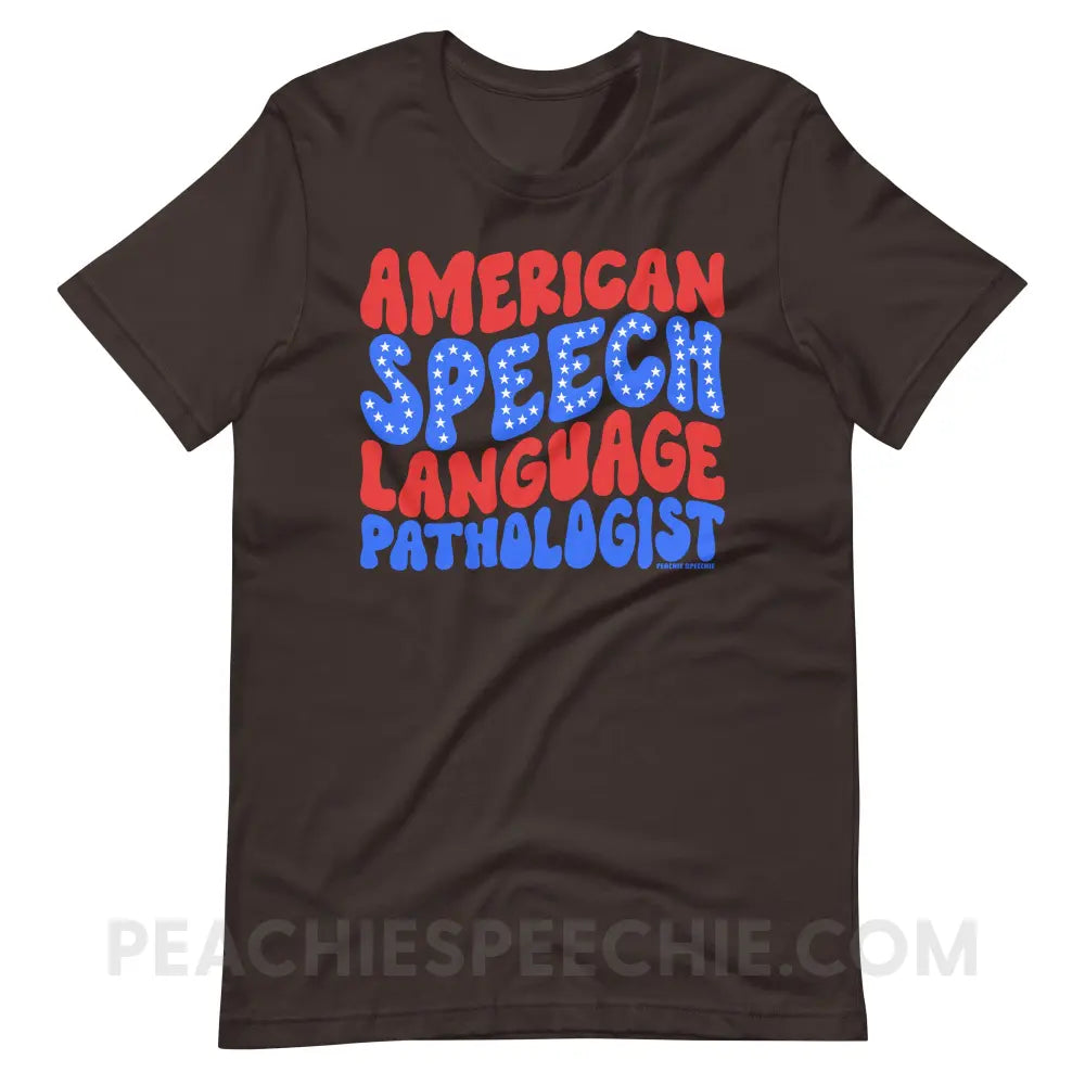 American Speech-Language Pathologist Premium Soft Tee - Brown / S - peachiespeechie.com
