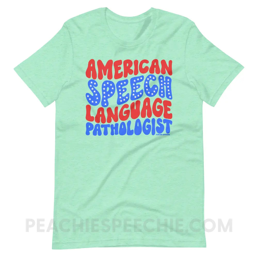American Speech-Language Pathologist Premium Soft Tee - Heather Mint / S - peachiespeechie.com