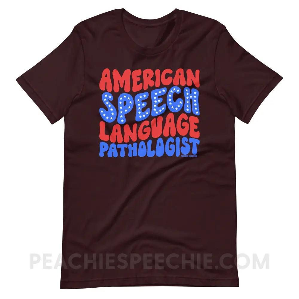 American Speech-Language Pathologist Premium Soft Tee - Oxblood Black / S - peachiespeechie.com