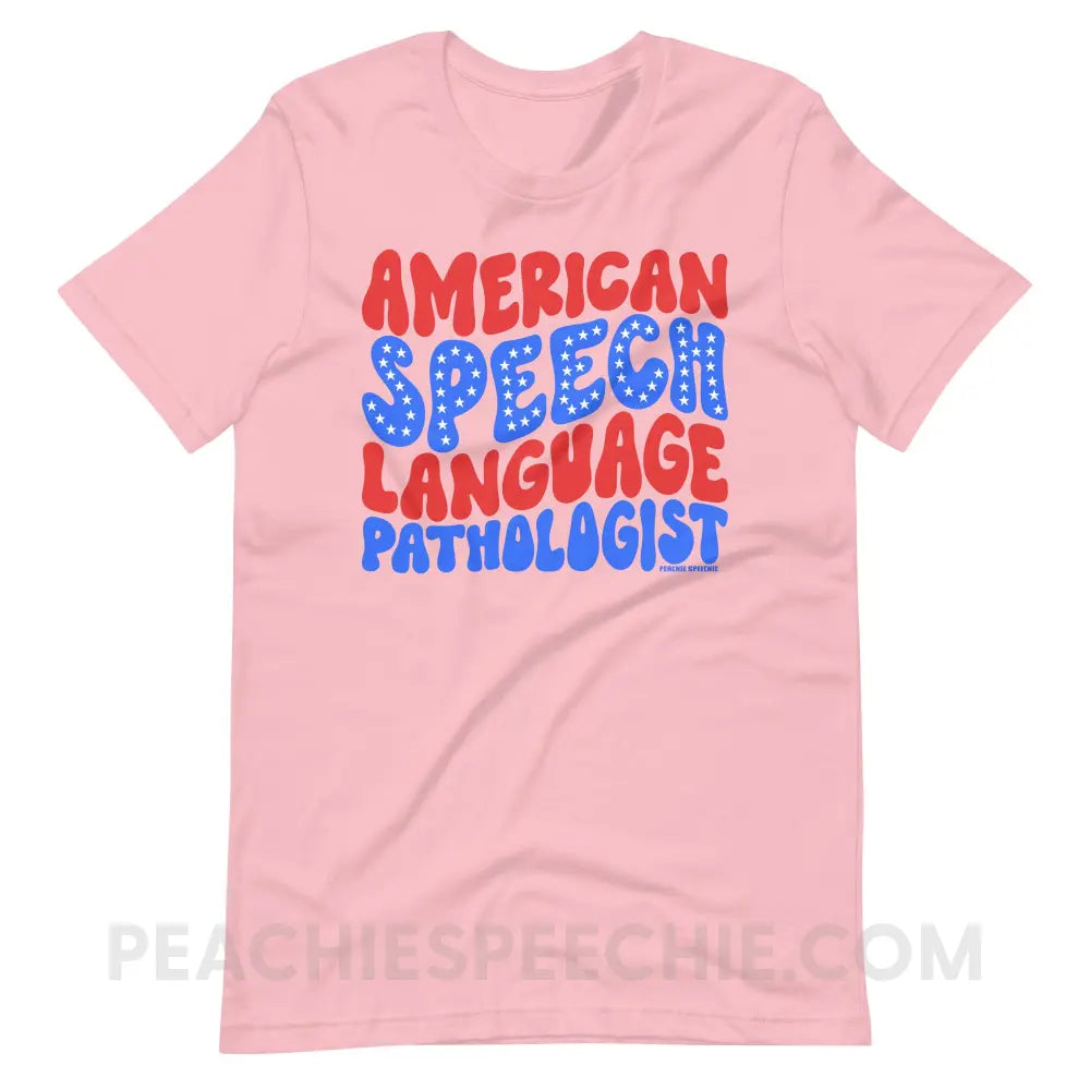 American Speech-Language Pathologist Premium Soft Tee - Pink / S - peachiespeechie.com