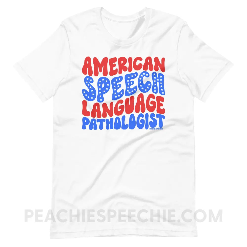 American Speech-Language Pathologist Premium Soft Tee - White / XS - peachiespeechie.com