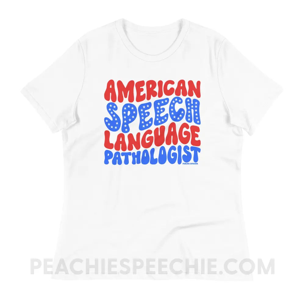 American Speech-Language Pathologist Women’s Relaxed Tee - White / S - peachiespeechie.com