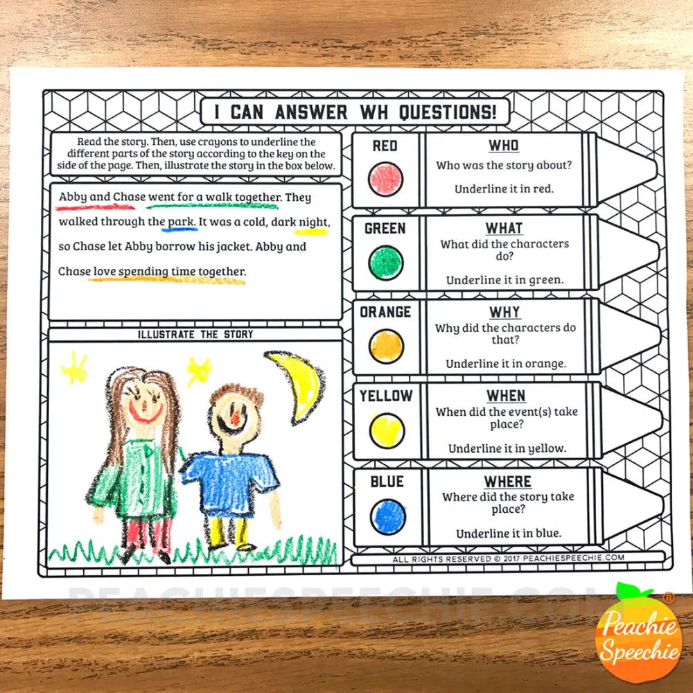 I Can Answer WH Questions: No-Prep Workbook - Materials peachiespeechie.com