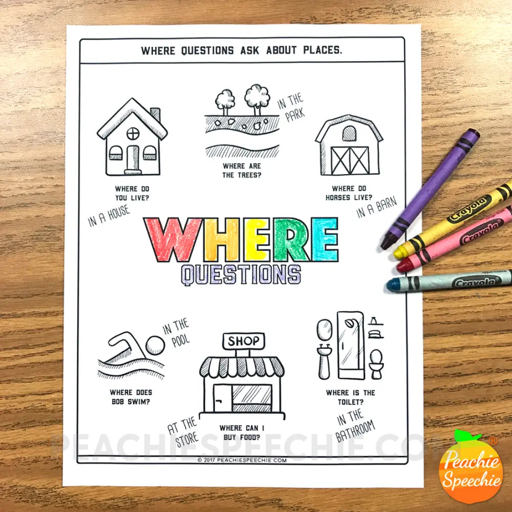 I Can Answer WH Questions: No-Prep Workbook - Materials peachiespeechie.com