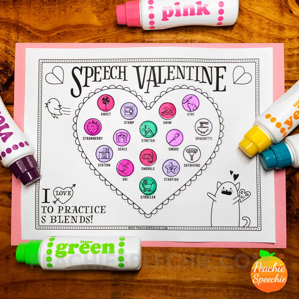 Articulation Valentines for Speech Therapy - Materials peachiespeechie.com