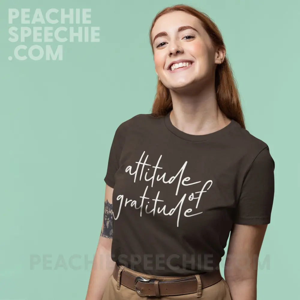 Attitude of Gratitude Classic Tee - Dark Chocolate / L - T-Shirt peachiespeechie.com