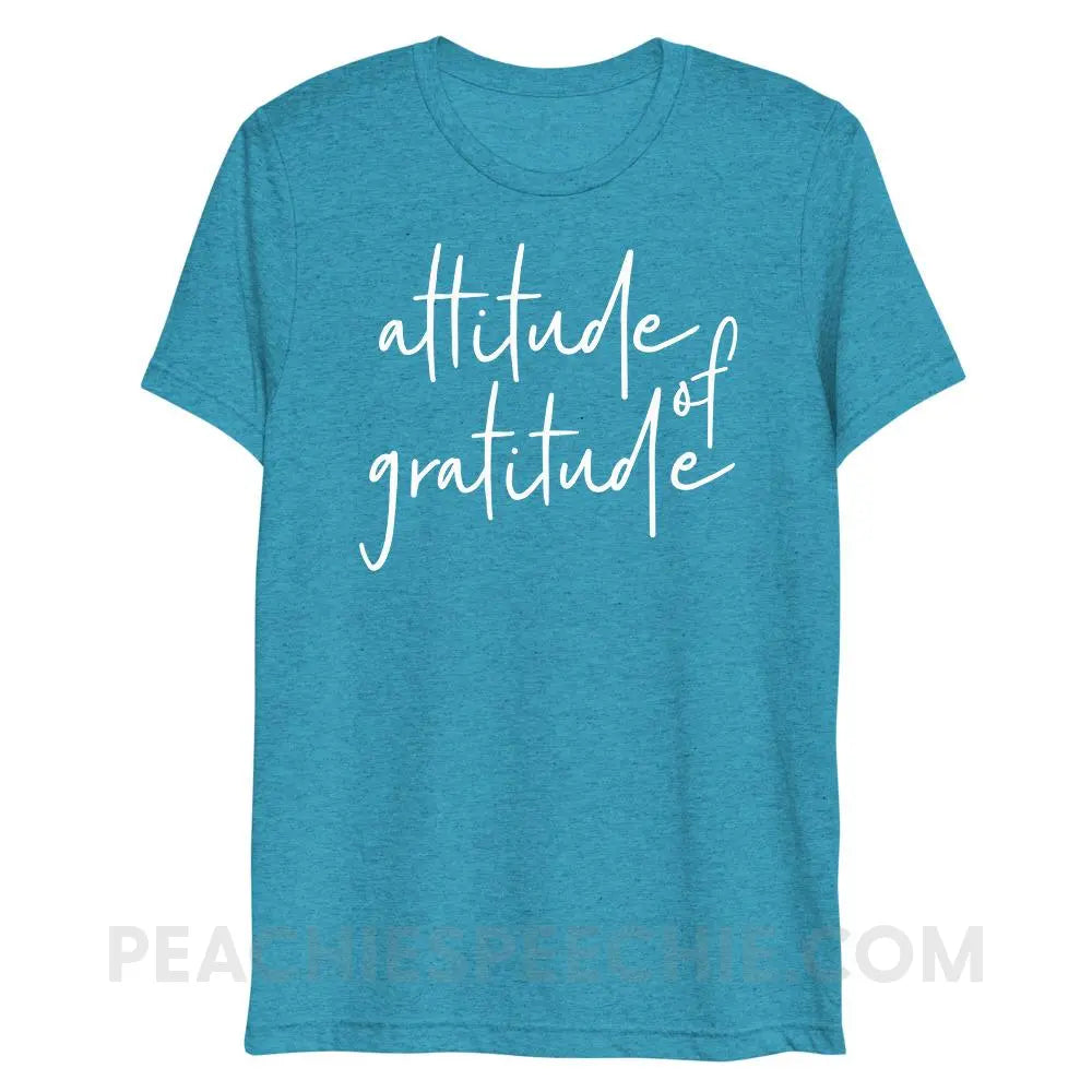 Attitude of Gratitude Tri-Blend Tee - Aqua Triblend / XS - peachiespeechie.com