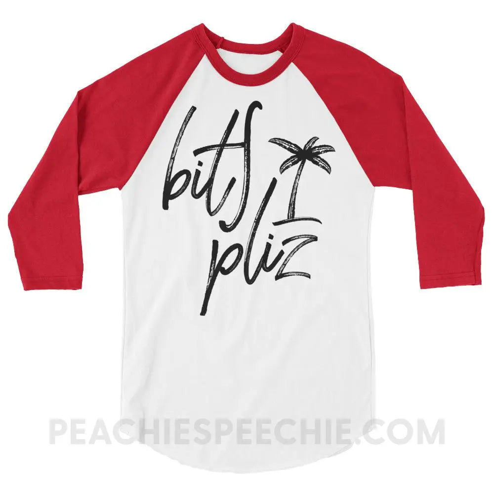 Beach Please Baseball Tee - White/Red / XS - T-Shirts & Tops peachiespeechie.com