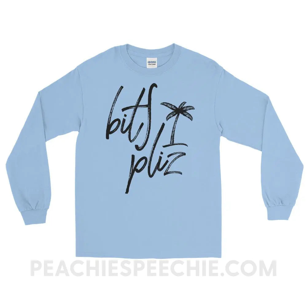 Beach Please Long Sleeve Tee - Light Blue / S - T-Shirts & Tops peachiespeechie.com