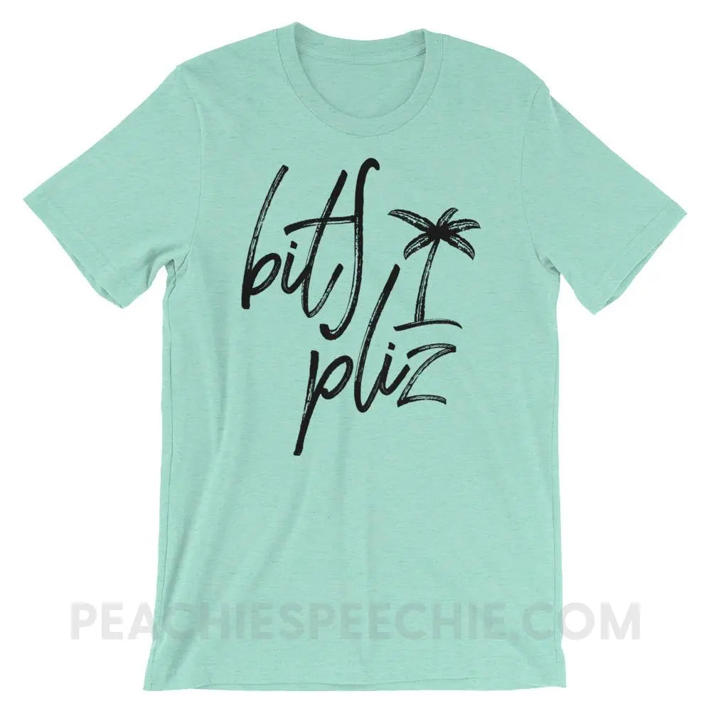 Beach Please Premium Soft Tee - Heather Mint / S - T-Shirts & Tops peachiespeechie.com
