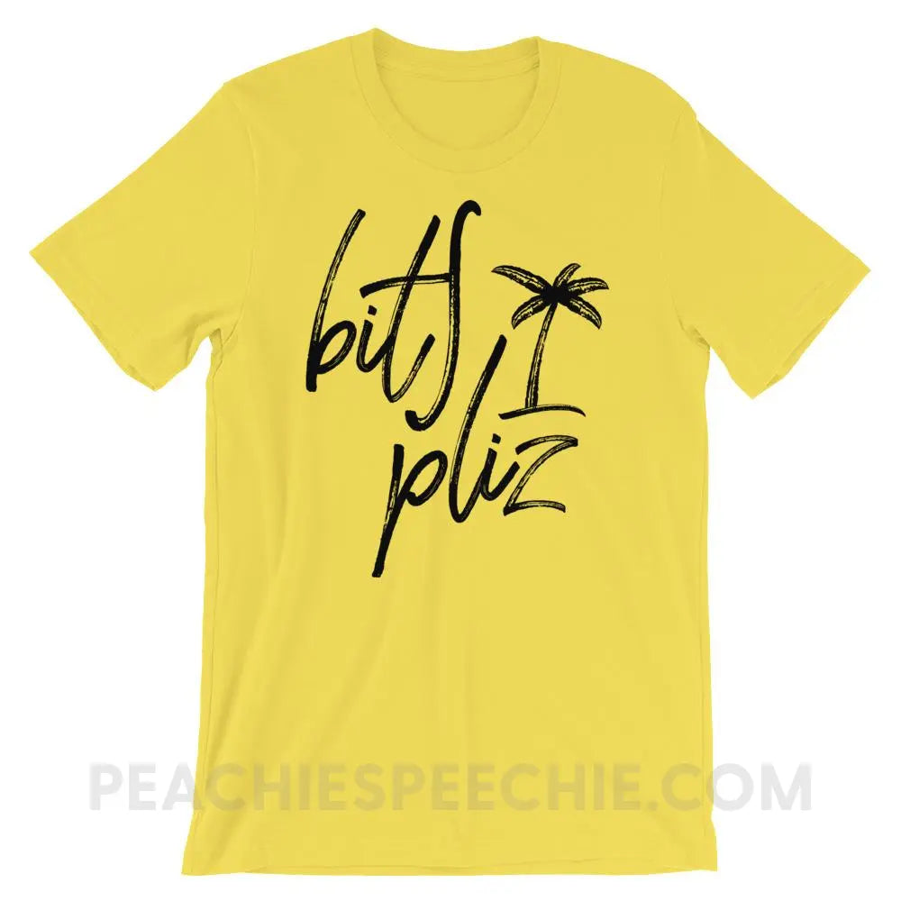 Beach Please Premium Soft Tee - Yellow / S - T-Shirts & Tops peachiespeechie.com