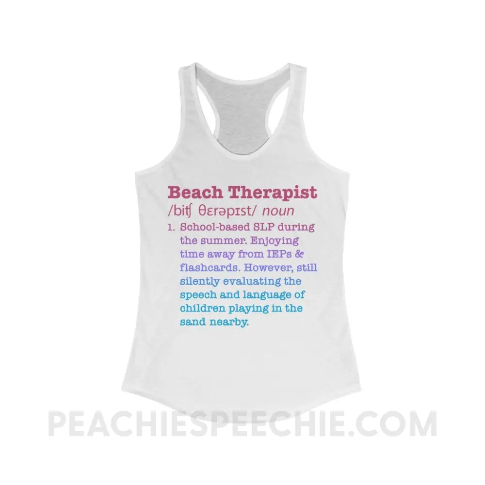 Beach Therapist Definition Superfly Racerback - Solid White / XS - Tank Top peachiespeechie.com