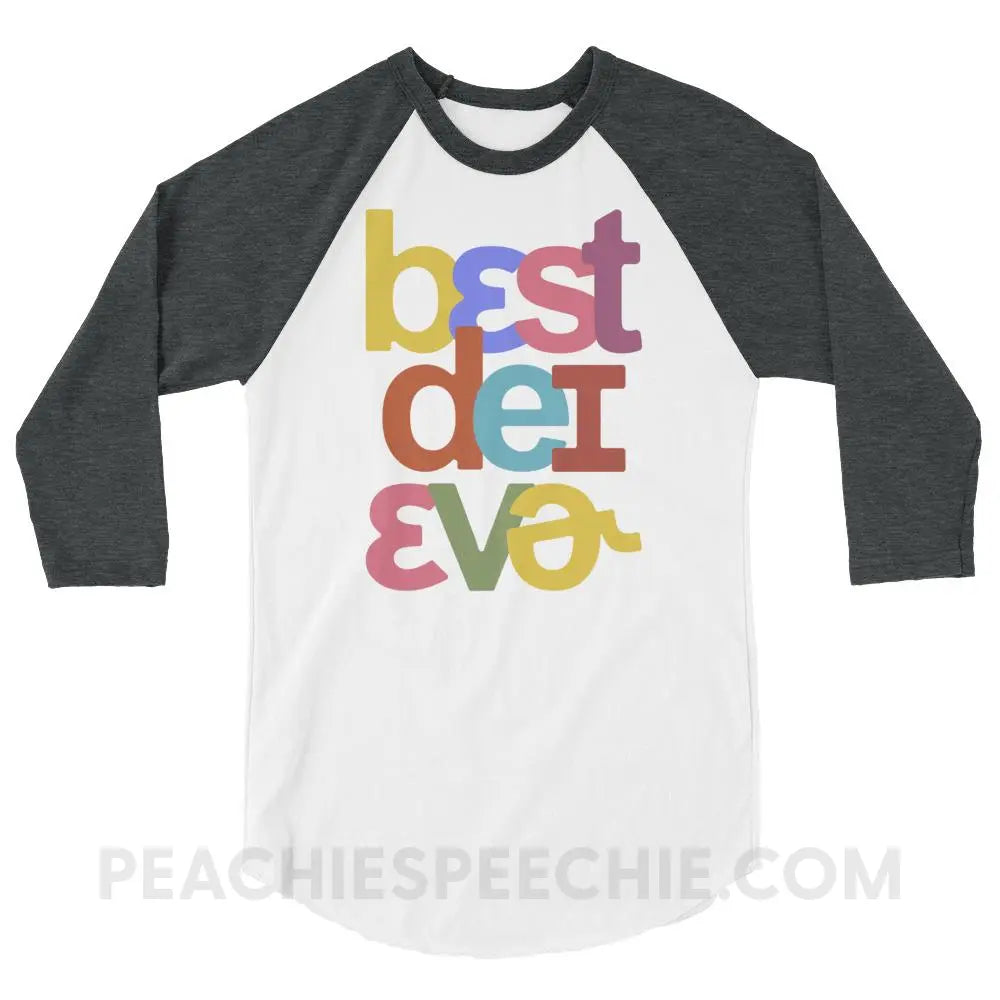 Best Day Ever Baseball Tee - White/Heather Charcoal / XS - T-Shirts & Tops peachiespeechie.com