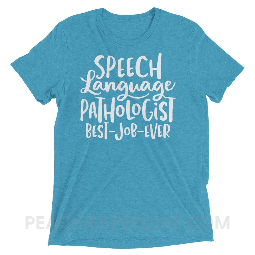 Best Job Ever Tri-Blend Tee - Aqua Triblend / XS - T-Shirts & Tops peachiespeechie.com