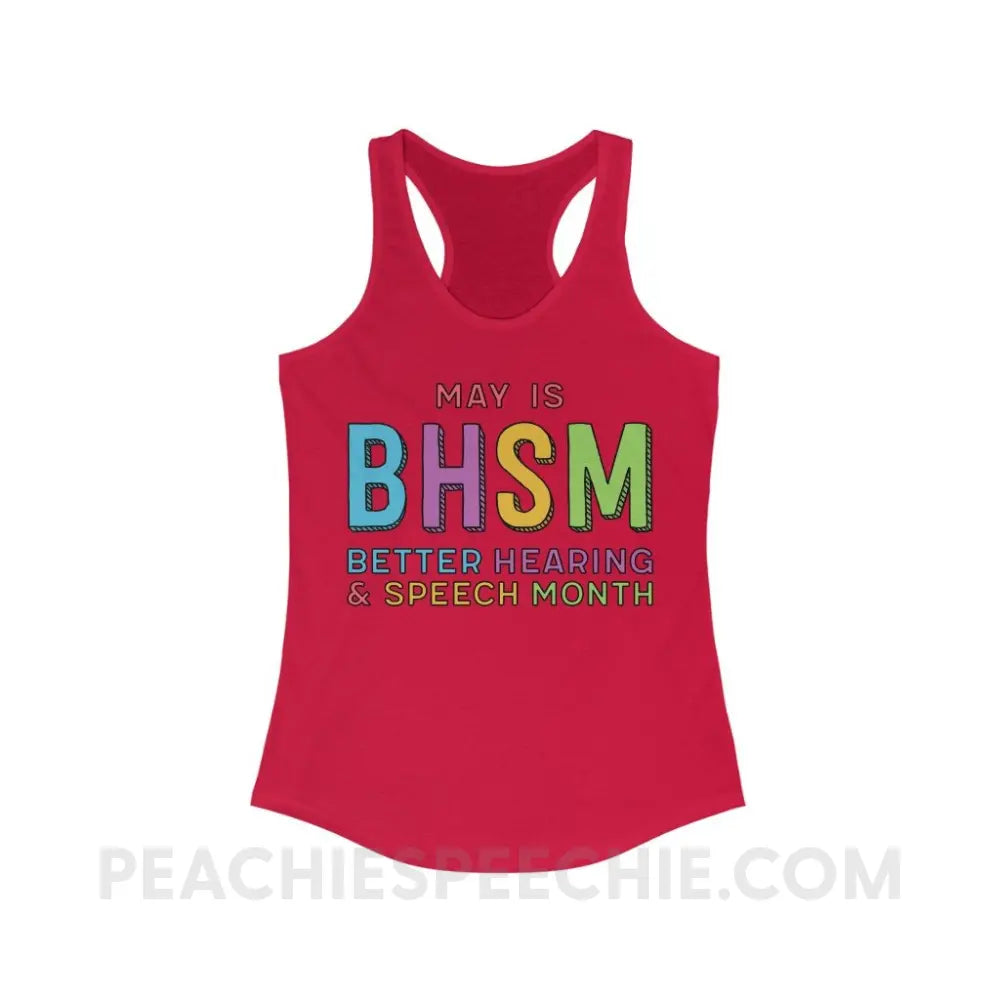 Better Hearing and Speech Month (BHSM) Superfly Racerback - Solid Red / XS - Tank Top peachiespeechie.com