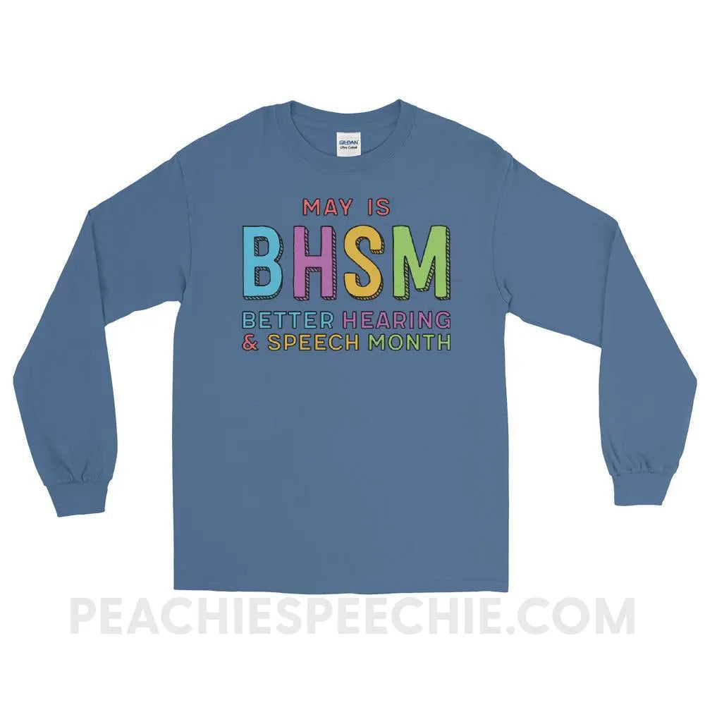 BHSM Long Sleeve Tee - Indigo Blue / S - T-Shirts & Tops peachiespeechie.com
