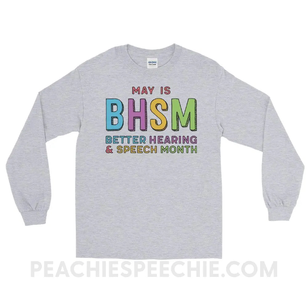 BHSM Long Sleeve Tee - Sport Grey / S - T-Shirts & Tops peachiespeechie.com