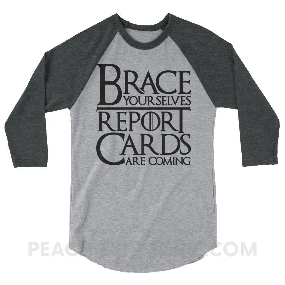 Brace Yourselves Baseball Tee - Heather Grey/Heather Charcoal / XS - T-Shirts & Tops peachiespeechie.com