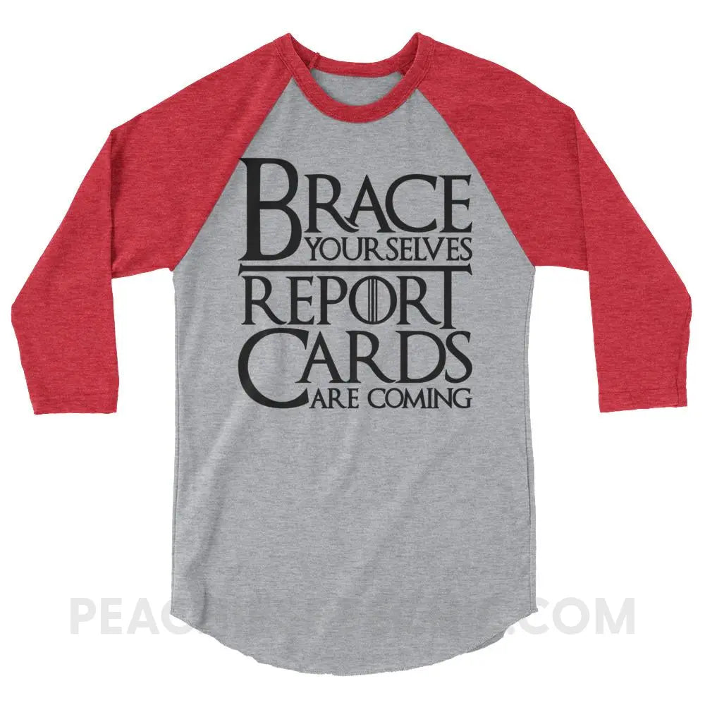 Brace Yourselves Baseball Tee - Heather Grey/Heather Red / XS - T-Shirts & Tops peachiespeechie.com