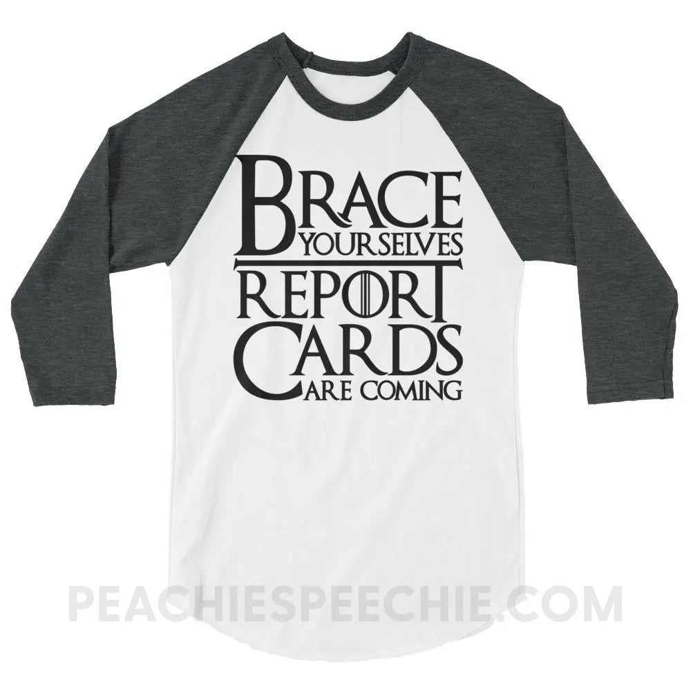 Brace Yourselves Baseball Tee - White/Heather Charcoal / XS - T-Shirts & Tops peachiespeechie.com