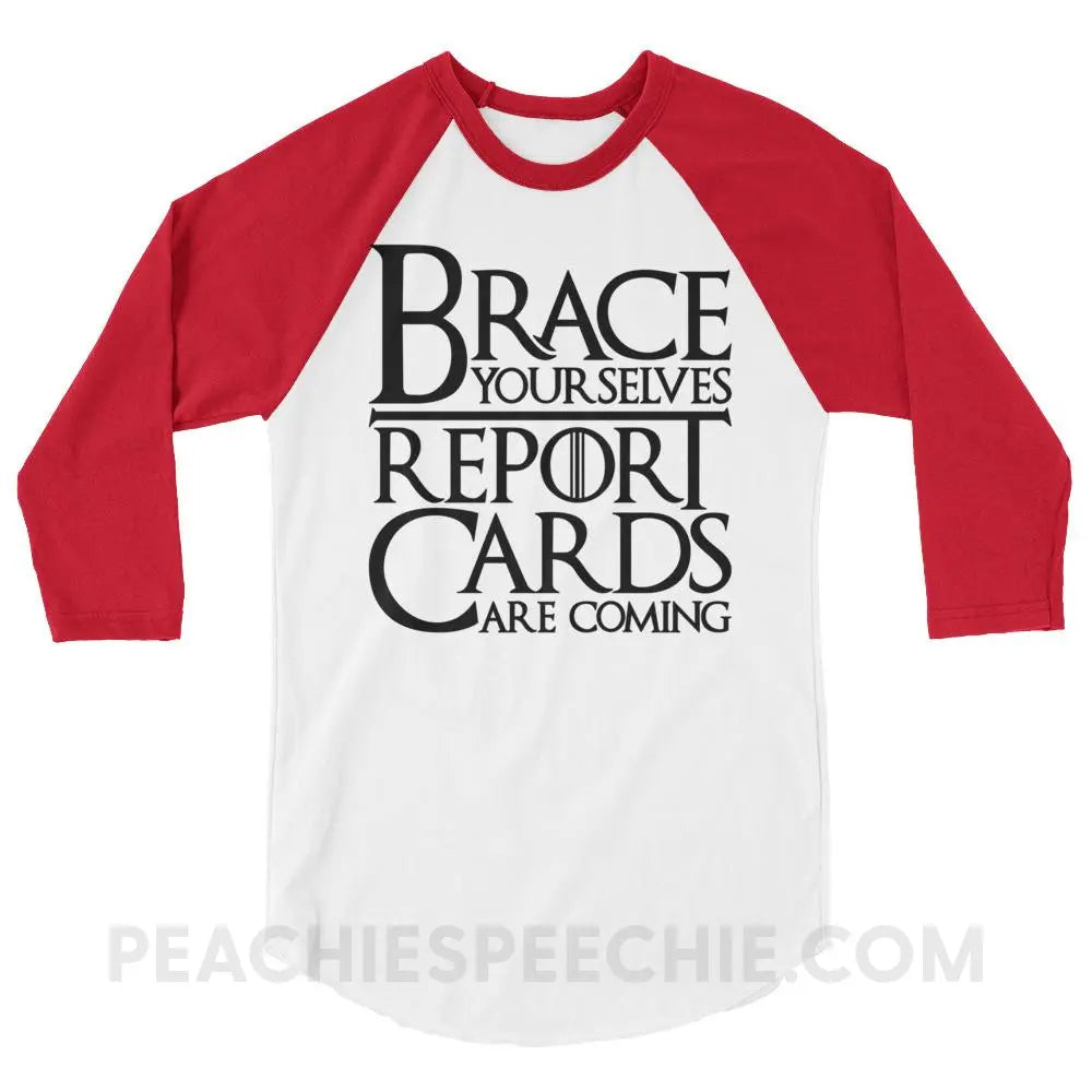 Brace Yourselves Baseball Tee - White/Red / XS - T-Shirts & Tops peachiespeechie.com