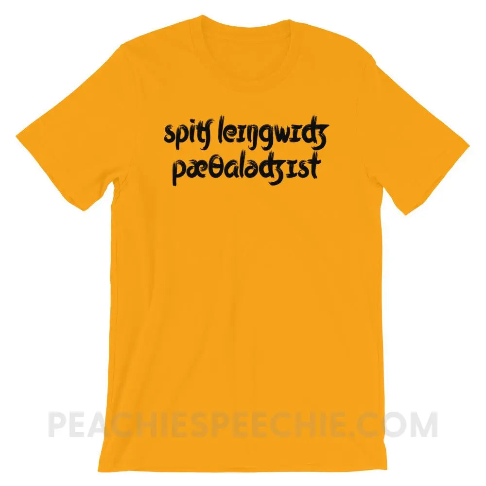 Brush Script SLP in IPA Premium Soft Tee - Gold / S - T-Shirts & Tops peachiespeechie.com