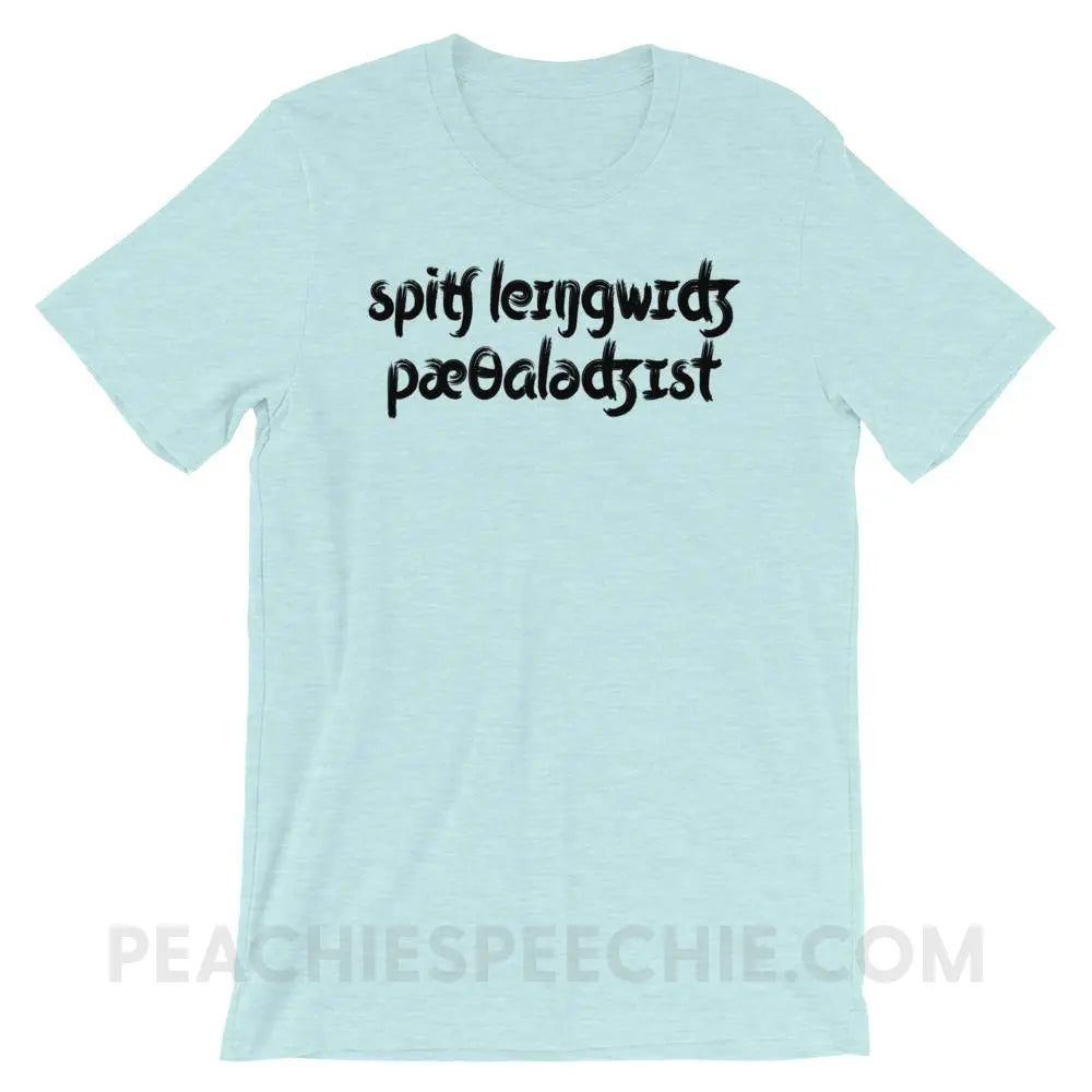 Brush Script SLP in IPA Premium Soft Tee - Heather Prism Ice Blue / XS - T-Shirts & Tops peachiespeechie.com
