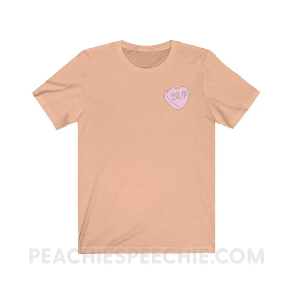 SLP Candy Heart Premium Soft Tee - Heather Peach / S - T-Shirt peachiespeechie.com