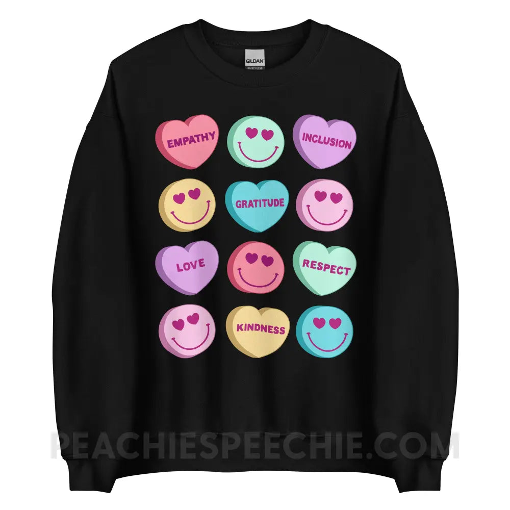 Candy Heart Virtues Classic Sweatshirt - Black / S - peachiespeechie.com