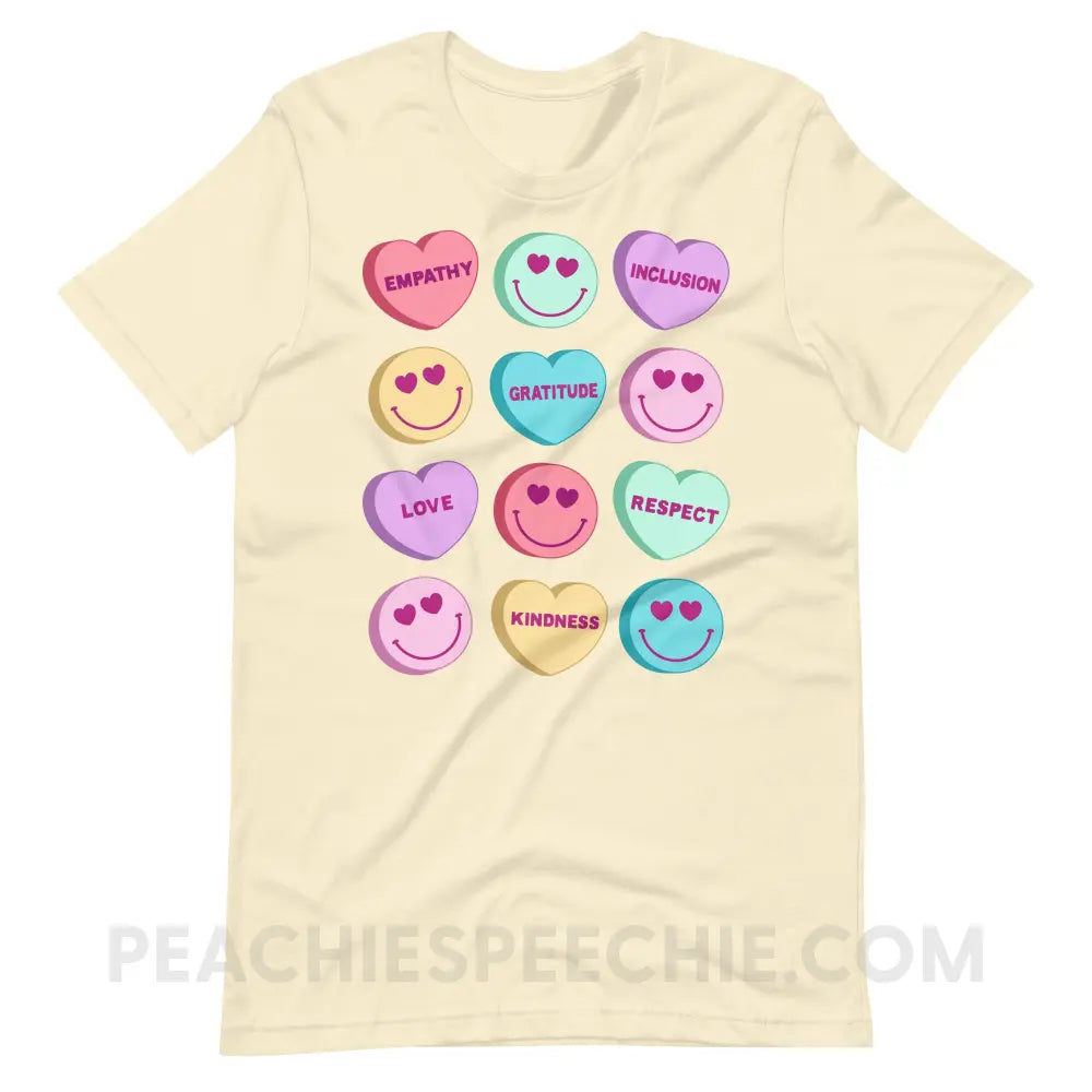 Candy Heart Virtues Premium Soft Tee - Natural / XS - peachiespeechie.com