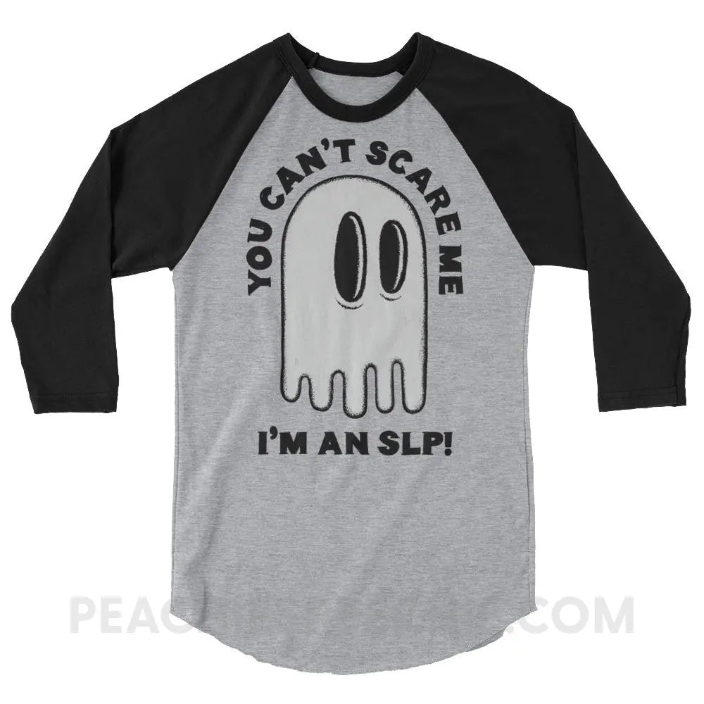 You Can’t Scare Me Baseball Tee - Heather Grey/Black / XS - T-Shirts & Tops peachiespeechie.com