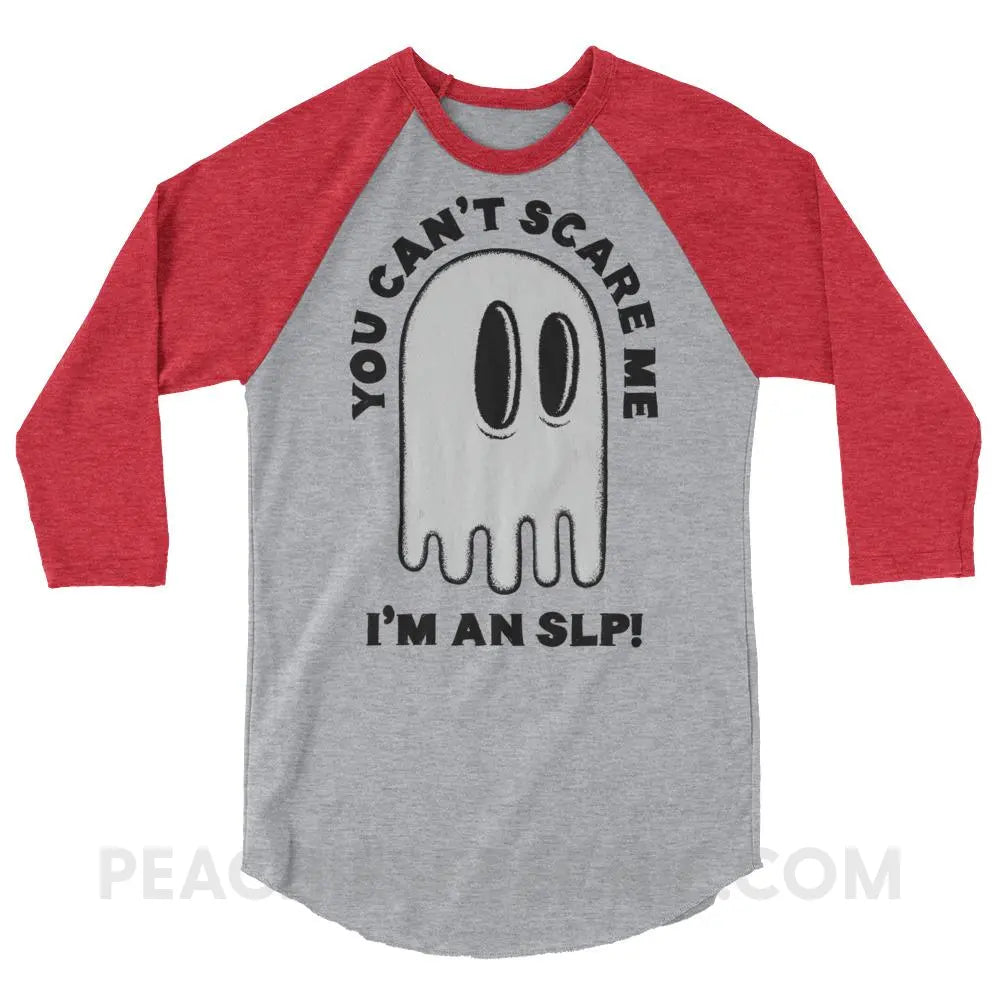 You Can’t Scare Me Baseball Tee - Heather Grey/Heather Red / XS - T-Shirts & Tops peachiespeechie.com
