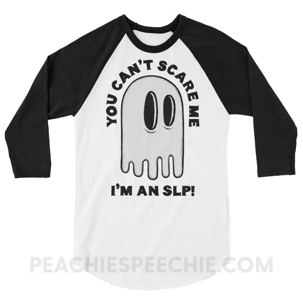 You Can’t Scare Me Baseball Tee - White/Black / XS - T-Shirts & Tops peachiespeechie.com